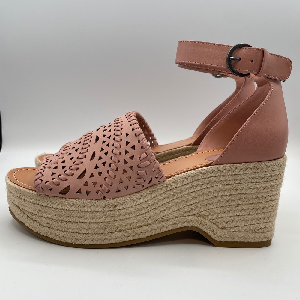 Indigo Rd Jordie Wedge Sandals Pink Laser Cut Espadrille Womens 9 Boho Platform - Picture 3 of 8
